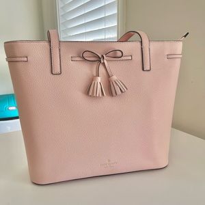 NWT pink pebble leather Kate Spade tote with bow